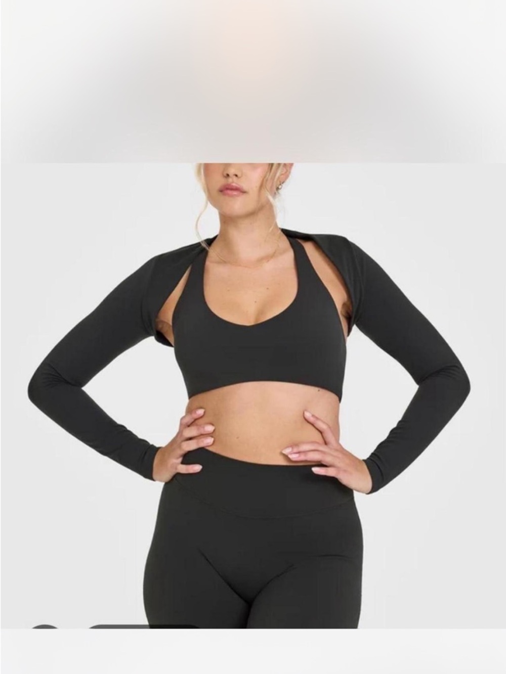 NWT oner active SOFTMOTION™ LONG SLEEVE SHRUG WITH WHITE LOGO black small